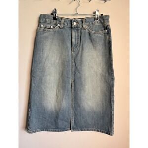 Gap Slit Denim Skirt Womens 4 Blue Vintage 90s Casual Rodeo Western Cowgirl